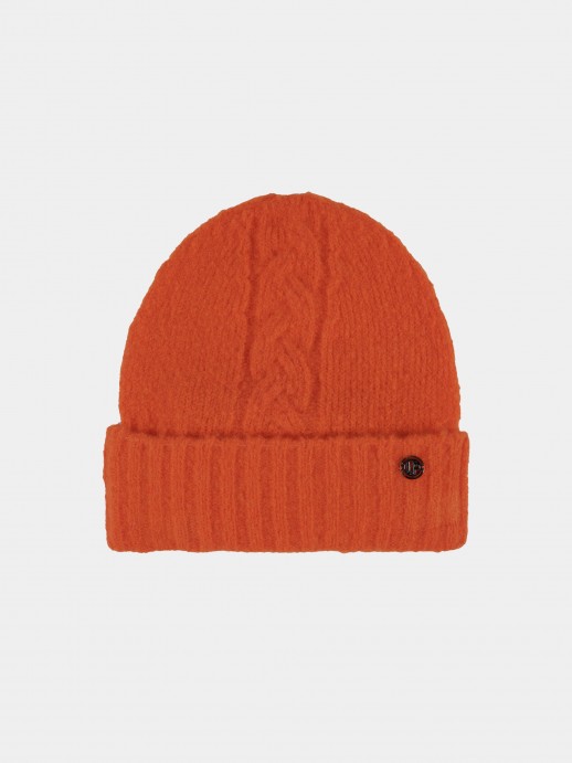 Orange braided knit cap