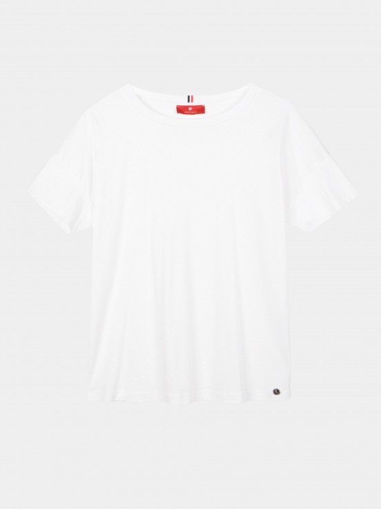 T-shirt para mulher regular fit de algodo e manga curta