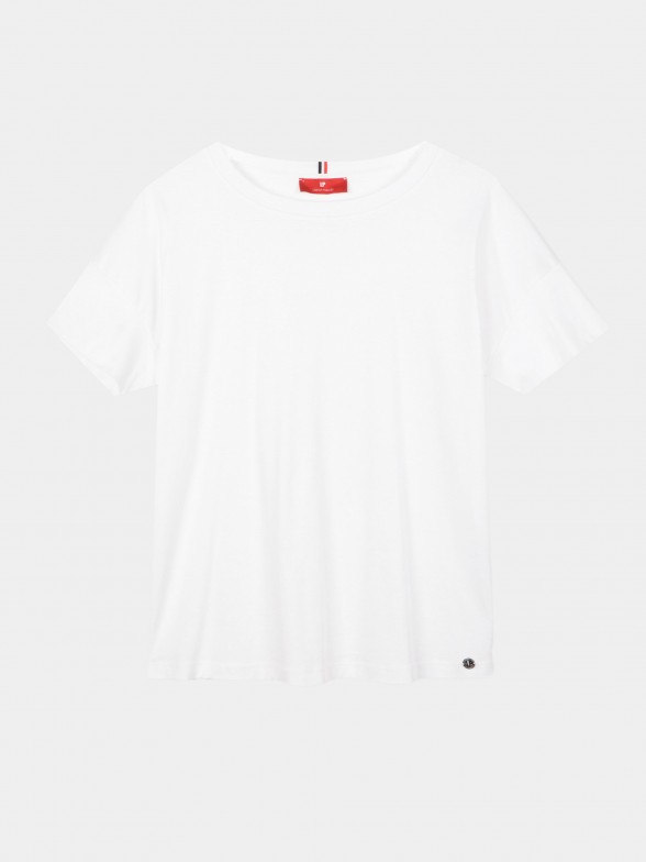 T-shirt para mulher regular fit de algodo e manga curta