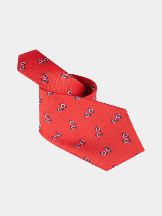 Corbata para hombre en jacquard de seda con motivo de chanclas