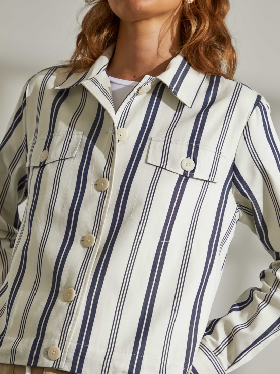 Striped overshirt with adjustable waist