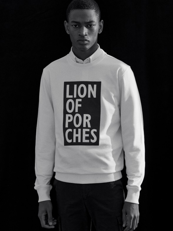 Sweat para homem de algodo com gola redonda e branding