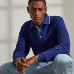 Slim fit long sleeve cotton polo