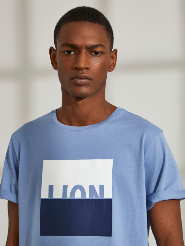 T-shirt para homem de algodo com gola redonda e estampado