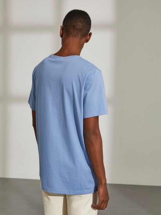 Camiseta para hombre de cuello redondo y algodón estampado