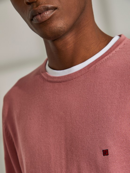 Sudadera de algodn de cuello redondo para hombre con bordado