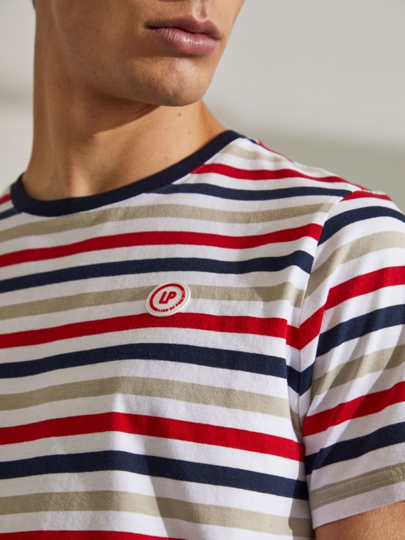 Man's cotton striped t-shirt with round neck