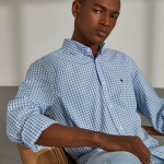 Camisa slim fit de algodão com padrão de xadrez