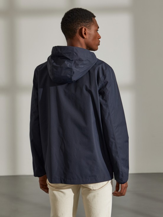 Man's technical waterproof jacket with hood