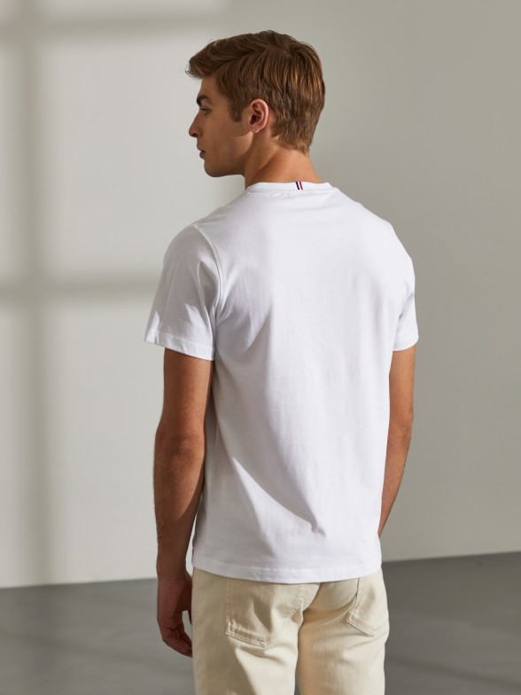 T-shirt para homem de algodão com gola redonda e estampado