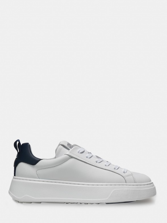 Zapatillas blancas para mujer con plataforma y detalles en azul | LION OF  PORCHES