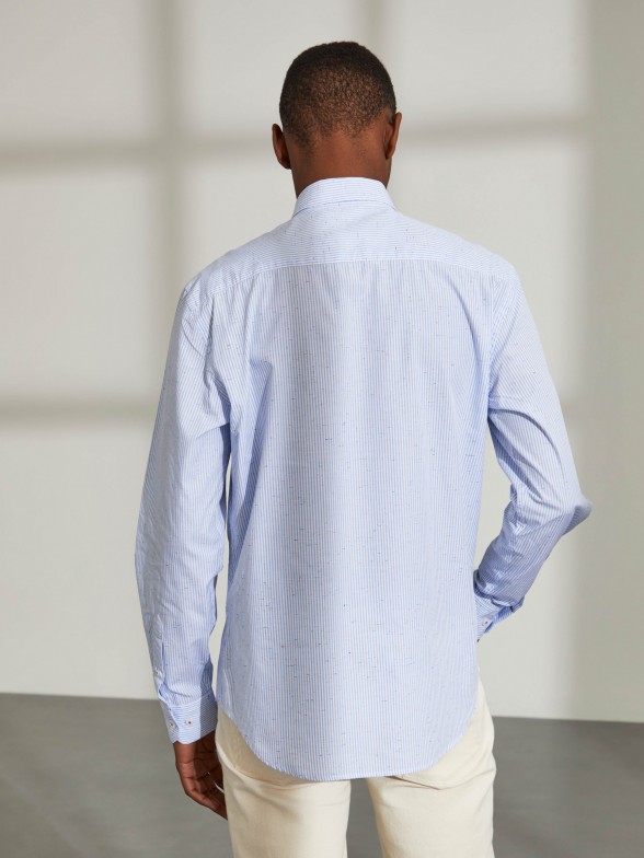 Man's slim fit cotton shirt with stripe pattern