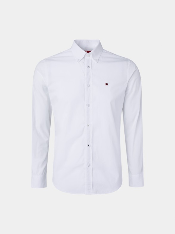 Camisa para homem slim fit de algodo com colarinho de dois botes