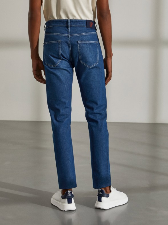 Calas para homem jeans slim fit com cinco bolsos