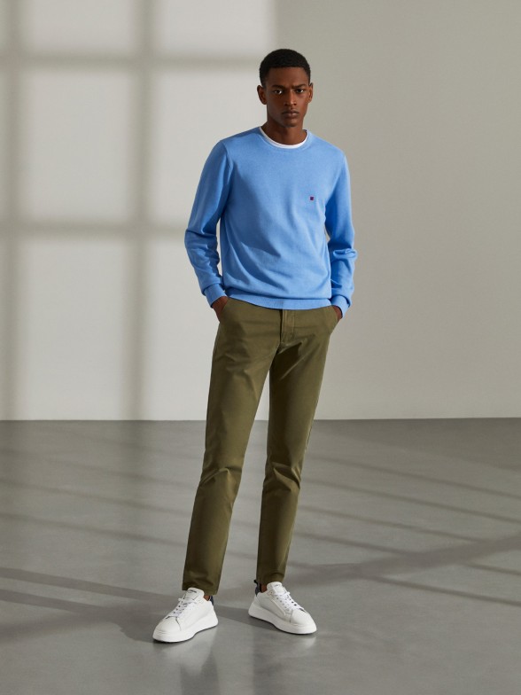 Calas para homem slim fit chino de algodo stretch