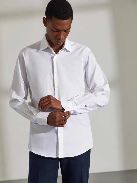 Man's slim fit cotton structure shirt