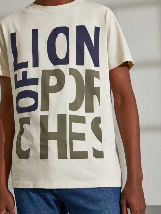 Camiseta para hombre de cuello redondo y algodn estampado