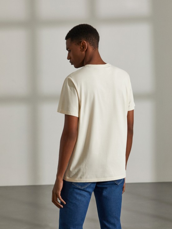 Camiseta para hombre de cuello redondo y algodón estampado