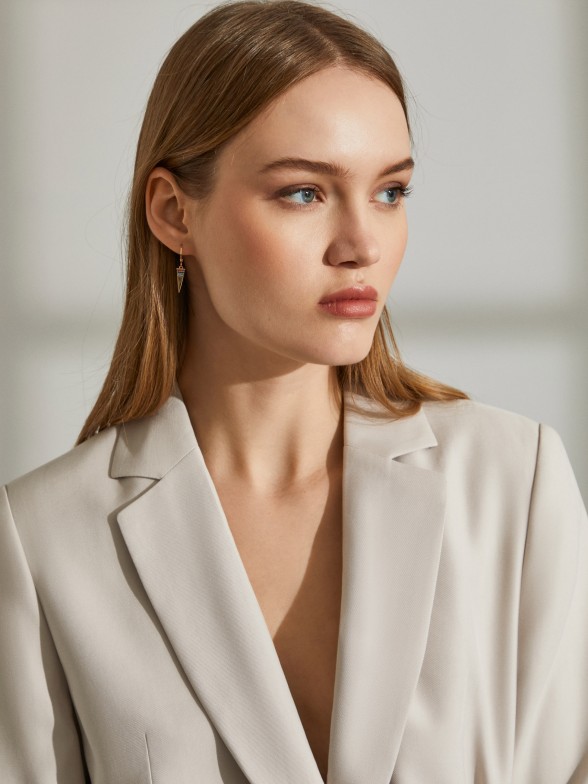 Blazer para mulher comprido com cinto em rayon