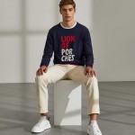 Man's cotton jumper with contrasting branding