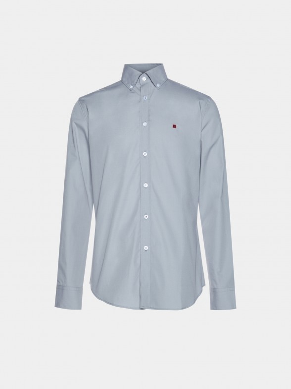 Camisa para homem slim fit de algodão com colarinho de dois botões