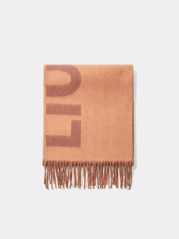 Scarf with lettering 100% wool