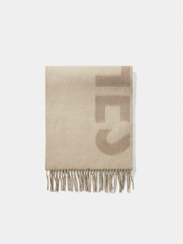 Scarf with lettering 100% wool