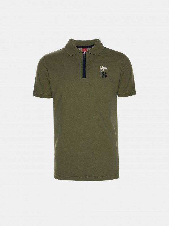 Man's cotton slim fit polo shirt with print
