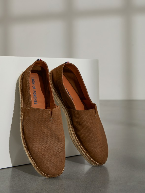 Man's leather espadrilles with textured pattern