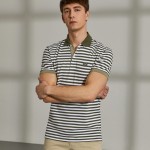 Man's slim fit polo shirt in striped cotton