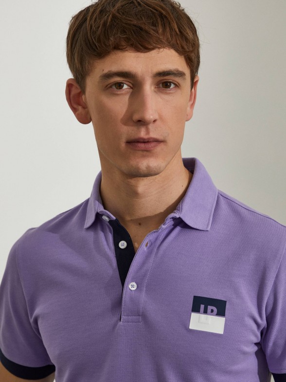Man's cotton slim fit polo shirt with short sleeves