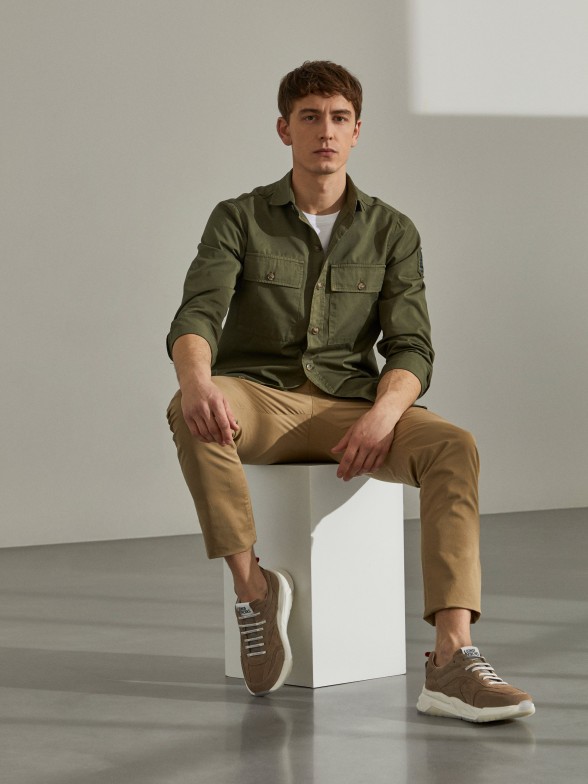 Sobrecamisa para homem regular fit de algodo com bolsos