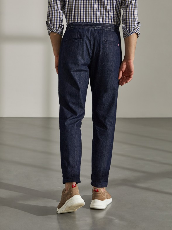 Calas para homem denim regular fit com cordo