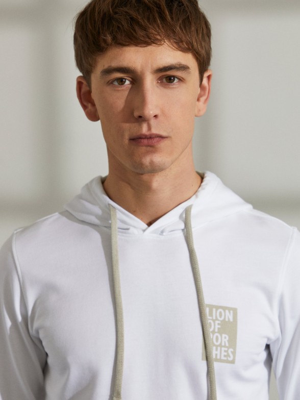 Sweat para homem de algodo com capuz e cordes