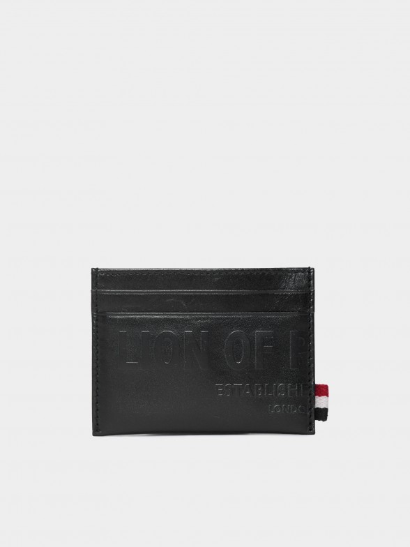 Man's embossed black leather card holder  