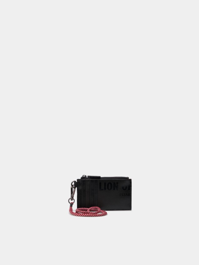 Man's card holder black with embossing and handle - Image product