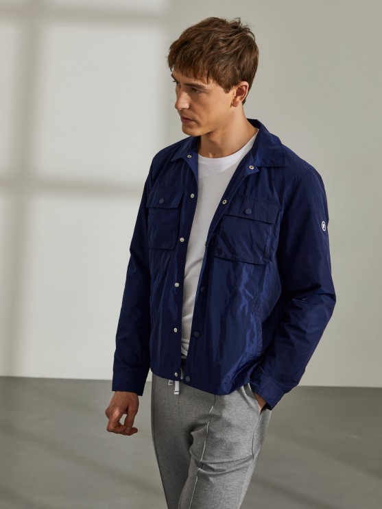Technical fabric jacket with pockets