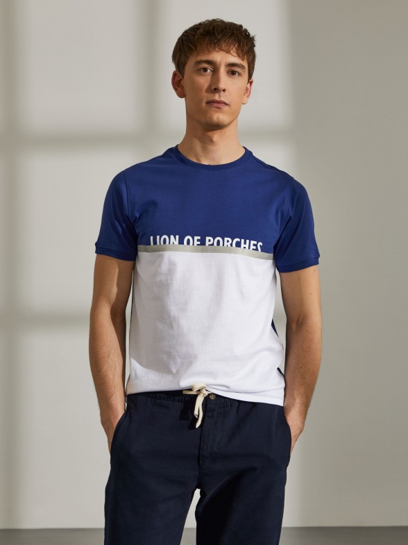 T-shirt para homem bicolor com gola redonda e mangas curtas