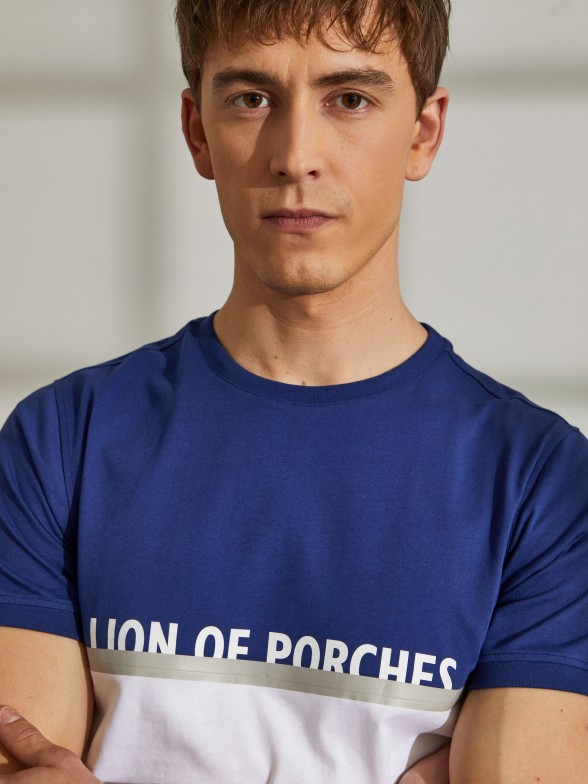 T-shirt para homem bicolor com gola redonda e mangas curtas