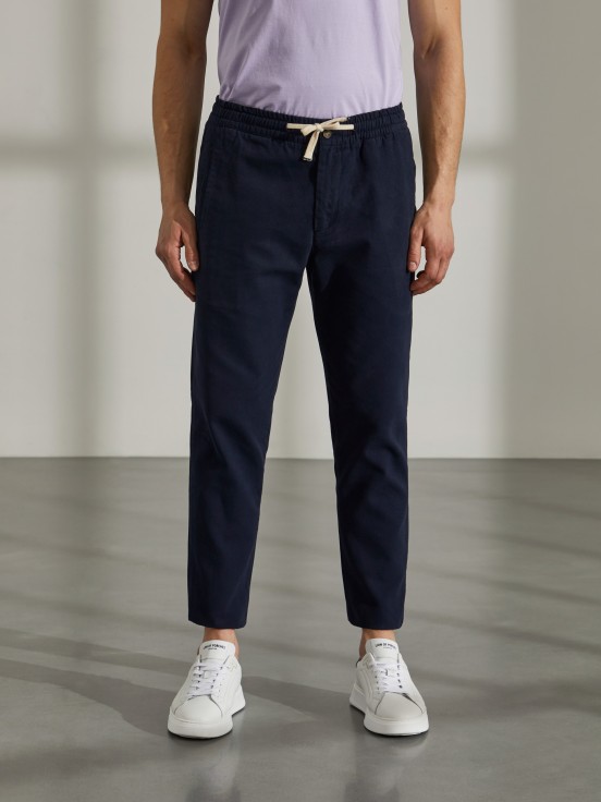 Pantalones para hombre de corte regular con cordón y cintura elástica