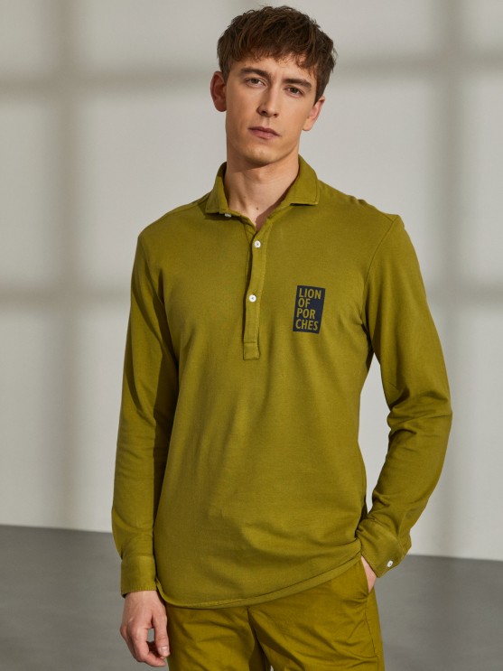 Polo de piqu slim fit para hombre con mangas largas