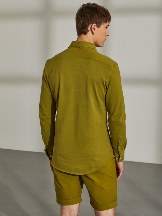 Polo de piqu slim fit para hombre con mangas largas