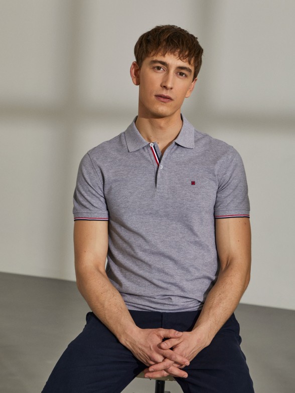 Polo para homem slim fit de algodo com logo no peito