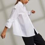 Woman's long asymmetrical cotton shirt