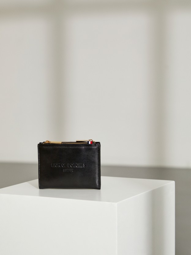 Billetera de piel para mujer con grabado personalizado y doble bolsillo