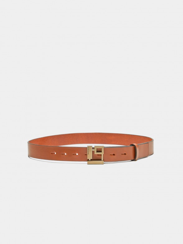 Belt with monogram buckle