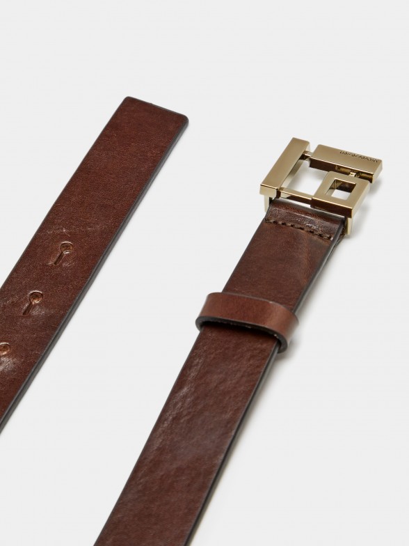 Belt with monogram buckle