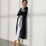 Woman's long cardigan in ribbed knit