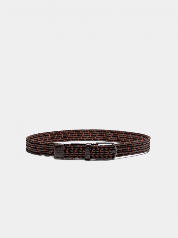 Elastic braided leather belt