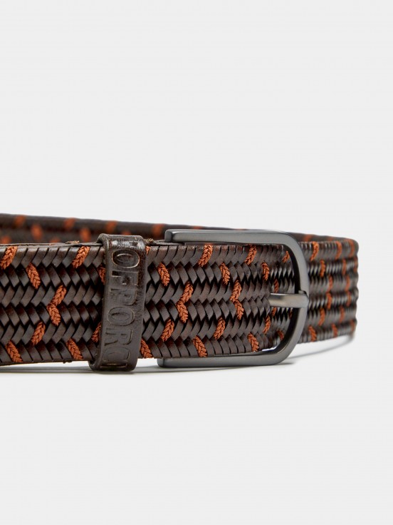Elastic braided leather belt
